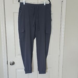 NWOT Marika Women's Cargo Multiple Pocket Drawstring Dark Gray Pants Large